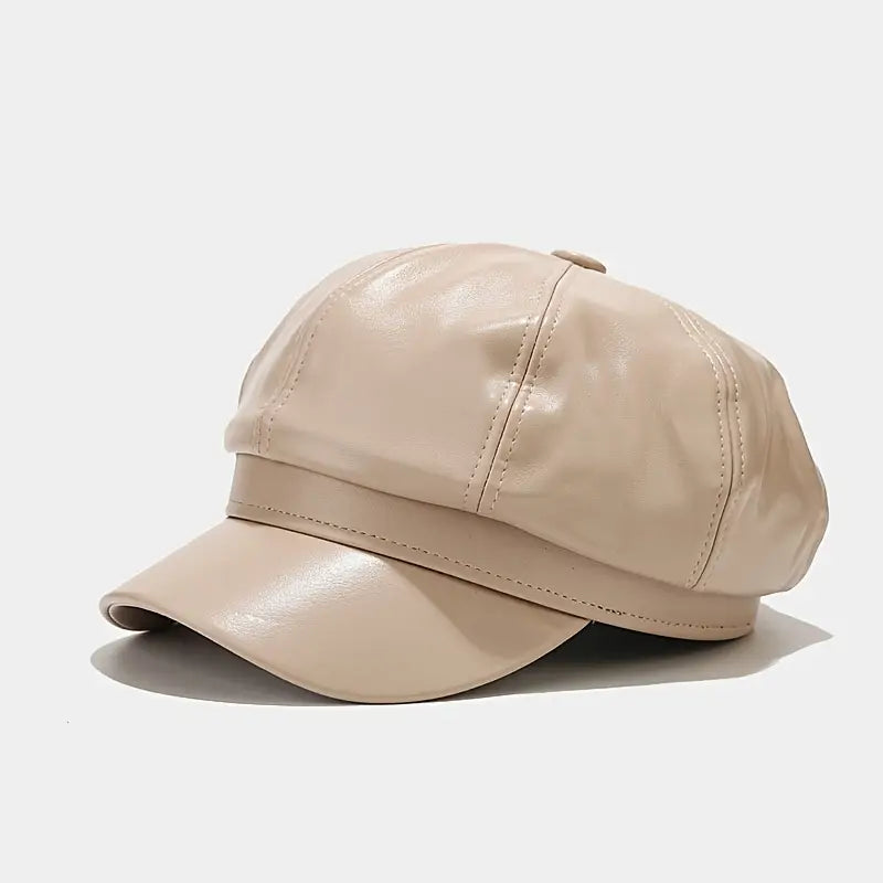 Vintage Noir Faux Leather Cap