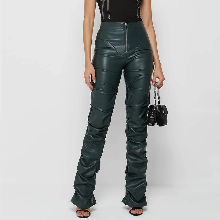 Noir Stacked Leather Pants