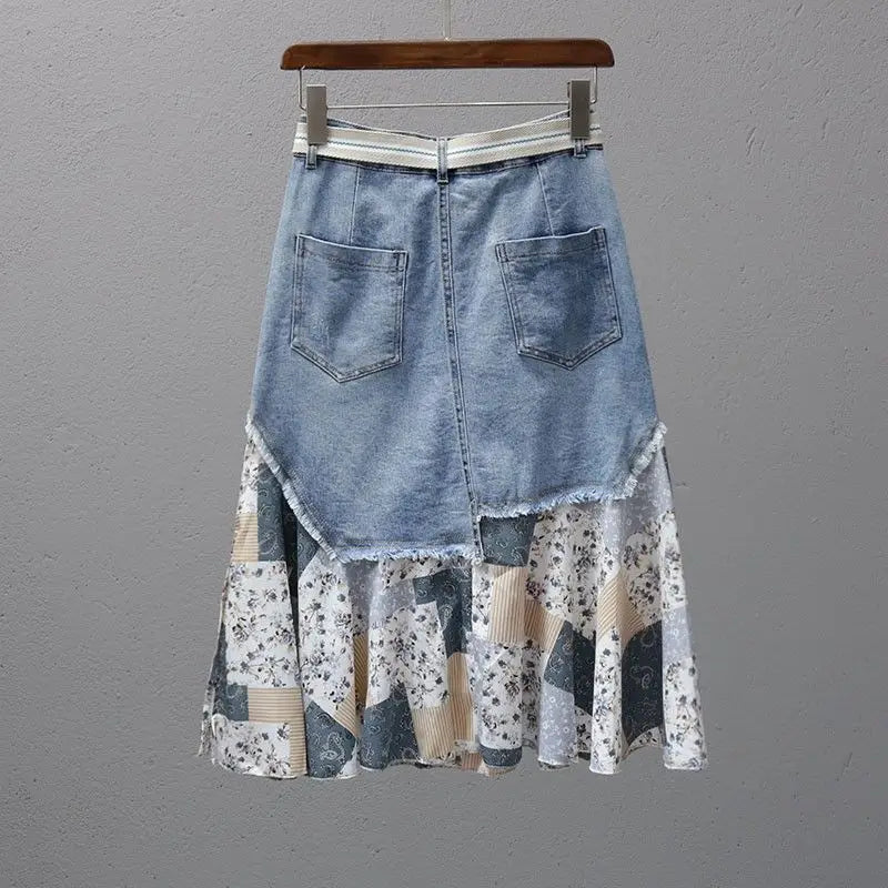 Noelle Patchwork Denim Skirt