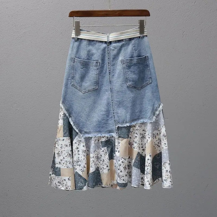 Noelle Patchwork Denim Skirt