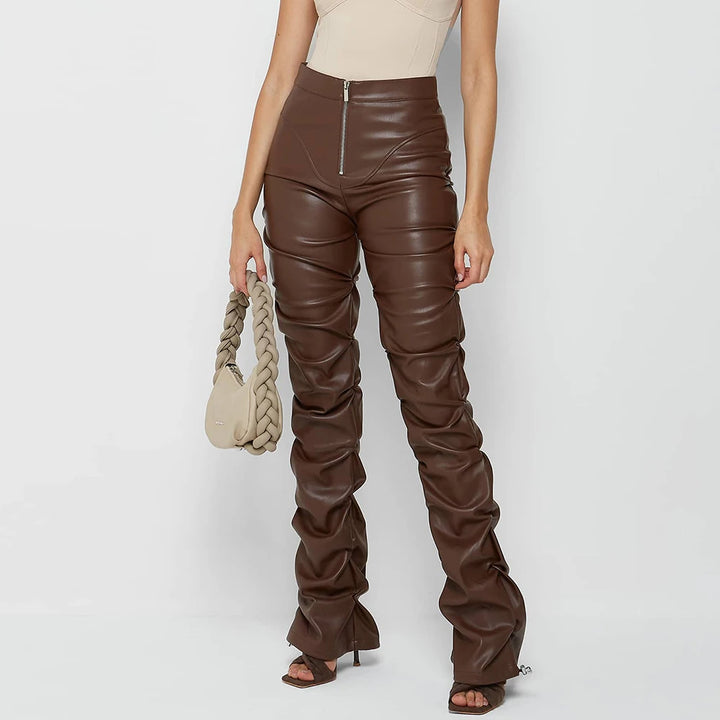 Noir Stacked Leather Pants