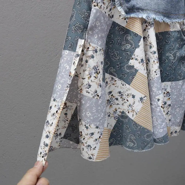 Noelle Patchwork Denim Skirt