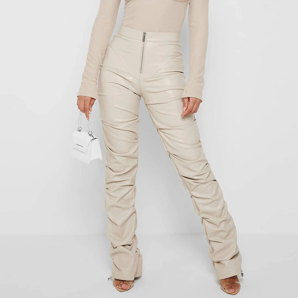 Noir Stacked Leather Pants