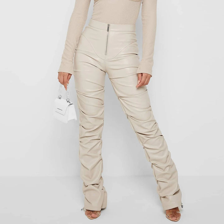 Noir Stacked Leather Pants