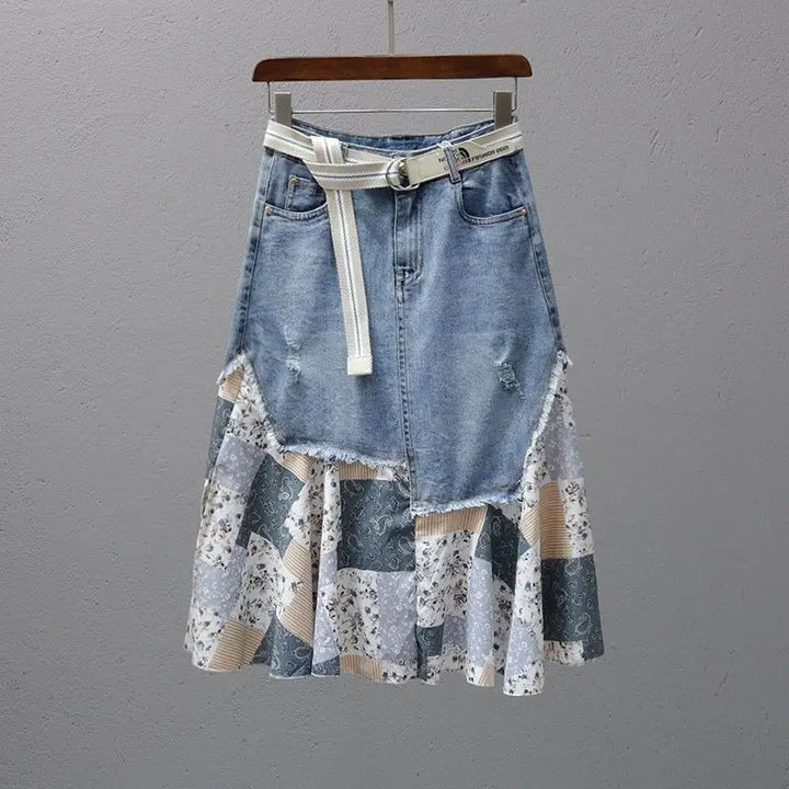Noelle Patchwork Denim Skirt