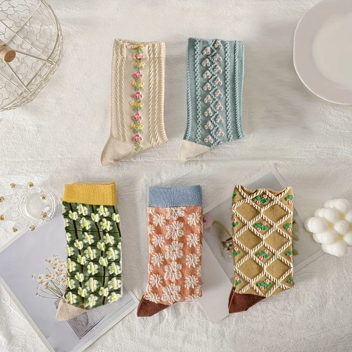 Cottage Garden Embroidered Socks