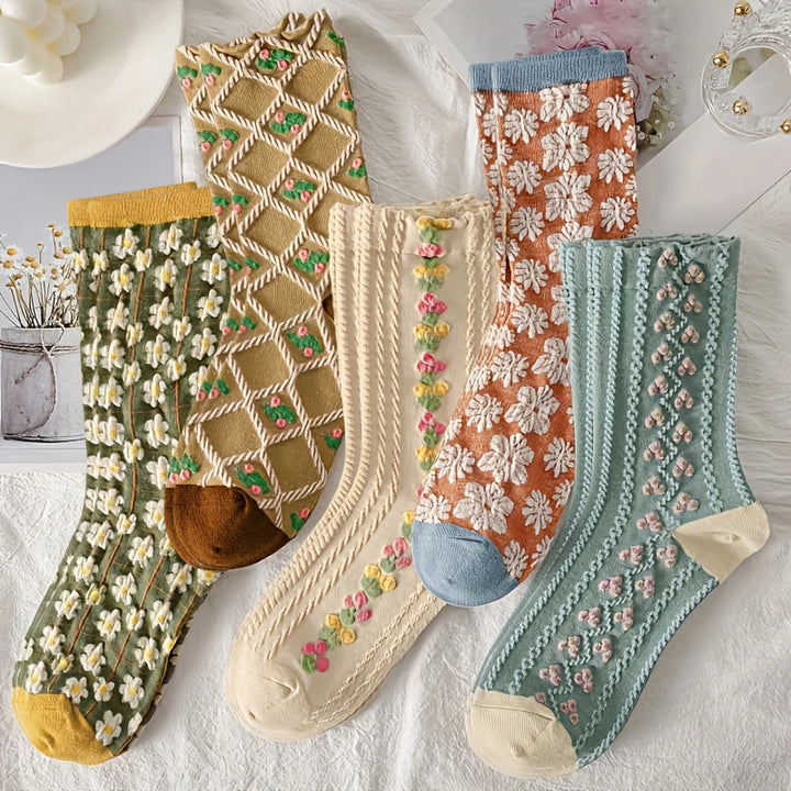 Cottage Garden Embroidered Socks